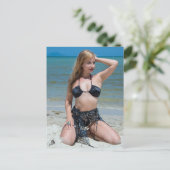 Schöne Blonde Bikini Beach Postkarte (Stehend Vorderseite)