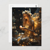 Schöne Blonde Fairy glühende Wings Fireflies Postkarte (Vorne/Hinten)
