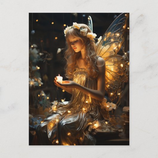 Schöne Blonde Fairy glühende Wings Fireflies Postkarte (Vorderseite)