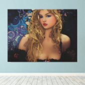 Schöne Blonde Frau Leinwanddruck (Insitu (Holzboden))