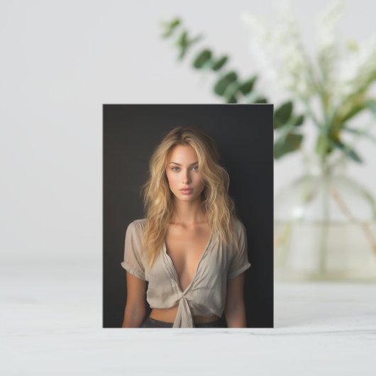 Schöne Blonde Frau Postkarte (Stehend Vorderseite)