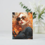 Schöne Blonde Frau Postkarte (Stehend Vorderseite)