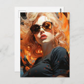 Schöne Blonde Frau Postkarte (Vorne/Hinten)