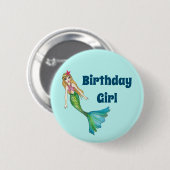 Schöne Blonde Hair Mermaid Birthday Girl Button (Vorne & Hinten)