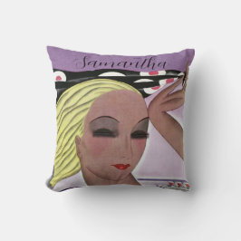 Schöne Blonde Lady (Personalize) Kissen