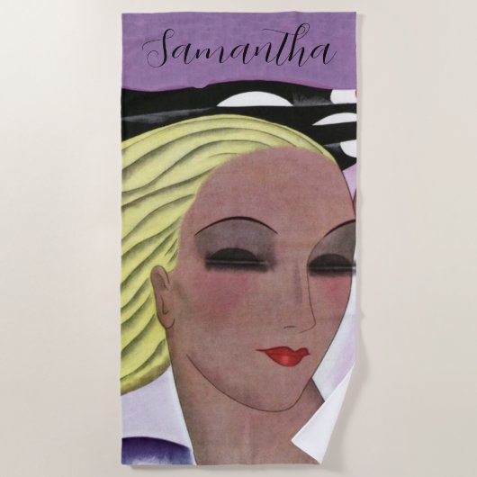 Schöne Blonde Lady (Personalize) Strandtuch (Vorderseite)