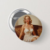 Schöne blonde Pin-up-Kunst der 50er Jahre Button (Vorne & Hinten)