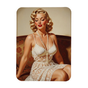 Schöne blonde Pin-up-Kunst der 50er Jahre Magnet