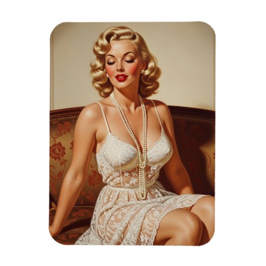Schöne blonde Pin-up-Kunst der 50er Jahre Magnet (Vertikal)