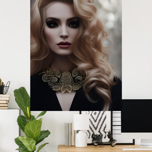 Schöne Blonde Poster (Heimbüro)