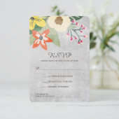 Schöne Blooms Wedding RSVP Card | Grau | CUSTOM (Stehend Vorderseite)