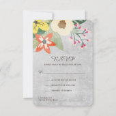 Schöne Blooms Wedding RSVP Card | Grau | CUSTOM Karte (Vorderseite)