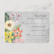 Schöne Blooms Wedding RSVP Card / Grau