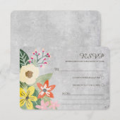 Schöne Blooms Wedding RSVP Card / Grau Karte (Vorne/Hinten)