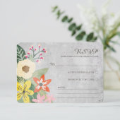Schöne Blooms Wedding RSVP Card / Grau Karte (Stehend Vorderseite)
