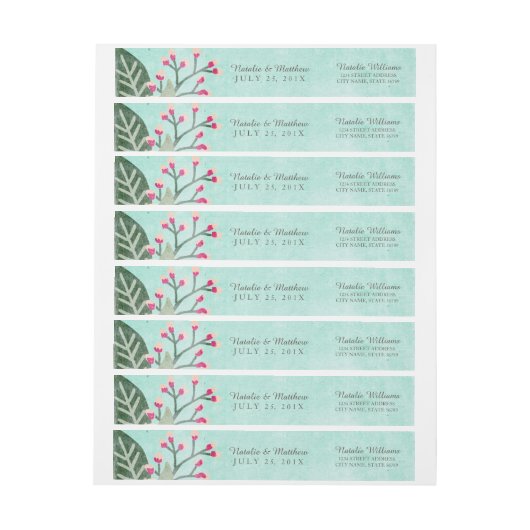 Schöne Blooms Wedding Wraparound Labels / Aqua (Bogen)