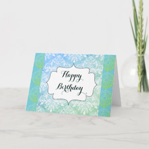 Schöne Blue and Green Happy Birthday Card Karte