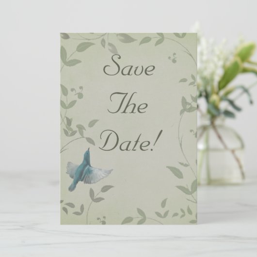 Schöne Blue Bird Wedding rettet das Datum Einladung (Stehend Vorderseite)