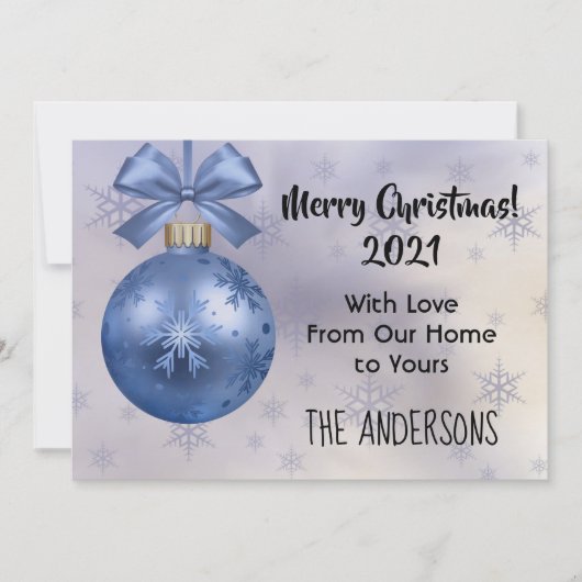 Schöne Blue Bobble Ornament Silk Ribbon Card (Vorderseite)