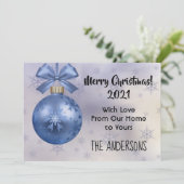 Schöne Blue Bobble Ornament Silk Ribbon Card (Stehend Vorderseite)