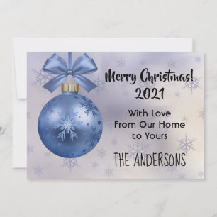 Schöne Blue Bobble Ornament Silk Ribbon Card