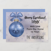 Schöne Blue Bobble Ornament Silk Ribbon Card (Vorne/Hinten)