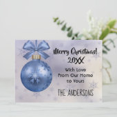 Schöne Blue Bobble Ornament Silk Ribbon Card (Stehend Vorderseite)