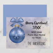 Schöne Blue Bobble Ornament Silk Ribbon Card (Vorne/Hinten)