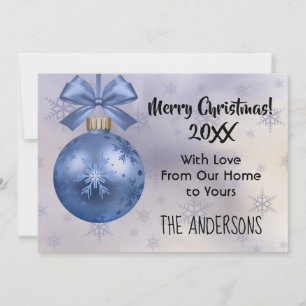 Schöne Blue Bobble Ornament Silk Ribbon Card
