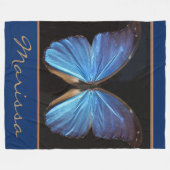 Schöne Blue Butterfly-Fotografie Fleecedecke (Vorderseite (Horizontal))