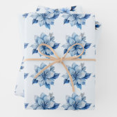Schöne Blue Christmas Blume Geschenkpapier Set (Beispiel)