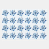 Schöne Blue Christmas Blume Geschenkpapier Set (Vorderseite)