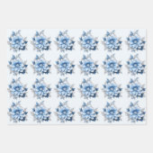 Schöne Blue Christmas Blume Geschenkpapier Set (Vorderseite 3)