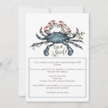 Schöne Blue Crab Design Einladung<br><div class="desc">Diese wunderschöne blaue Krebskunst ist perfekt für alle Krebskranken,  besonders zum Geburtstag!</div>