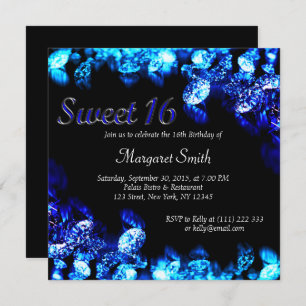 Schöne Blue Diamond Sweet 16 Einladung
