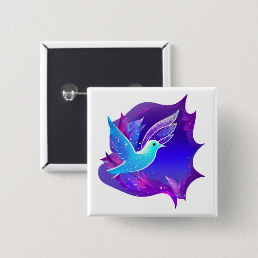 Schöne Blue Dove Graphic Button (Vorne & Hinten)