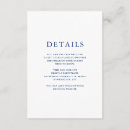 Schöne Blue Floral Wedding Details Begleitkarte