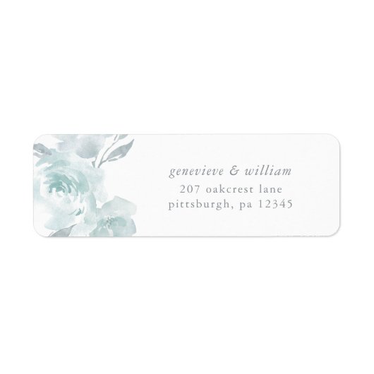 Schöne Blue Floral Wedding Rücksendeadresse (Vorne)