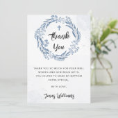 Schöne Blue Florals Taufe Danke Karte (Stehend Vorderseite)