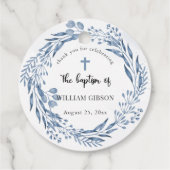 Schöne Blue Florals Taufe Geschenkanhänger (Rückseite)