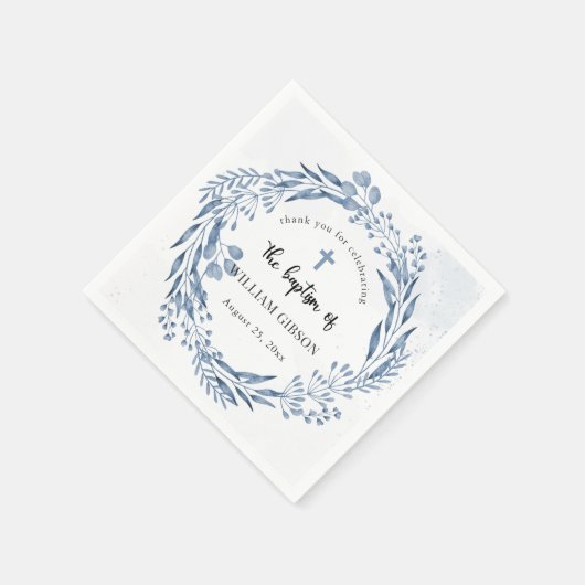 Schöne Blue Florals Taufe Serviette (Ecke)