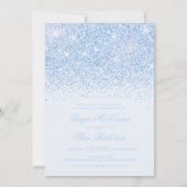 Schöne Blue Glitzer Hochzeitseinladungen Einladung (Vorderseite)