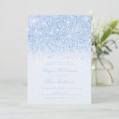 Schöne Blue Glitzer Hochzeitseinladungen Einladung (Stehend Vorderseite)