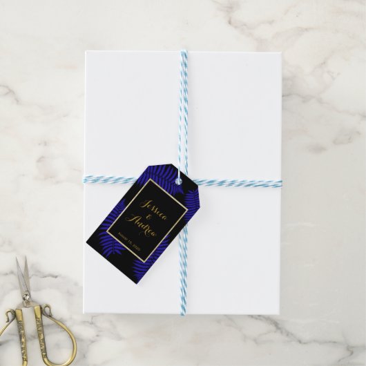 Schöne Blue Leaf Bracken Hochzeit Geschenkanhänger (Mit Garn)