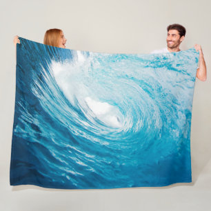 Schöne Blue Ocean Beach Waves Fleecedecke
