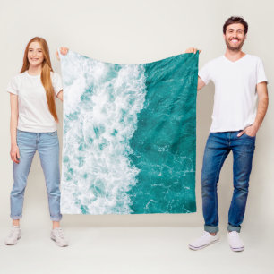 Schöne Blue Ocean Beach Waves Fleecedecke