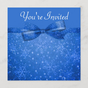 Schöne Blue & Shimmer Snowflakes Hochzeit Einladung