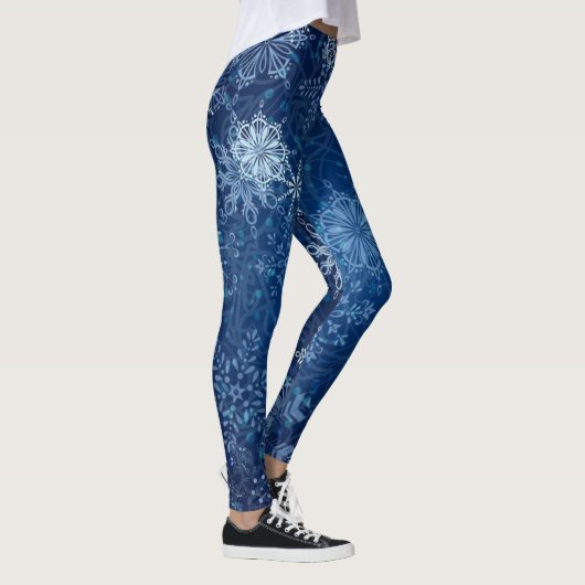 Schöne Blue Snowflake Leggings! Leggings (Rechts)