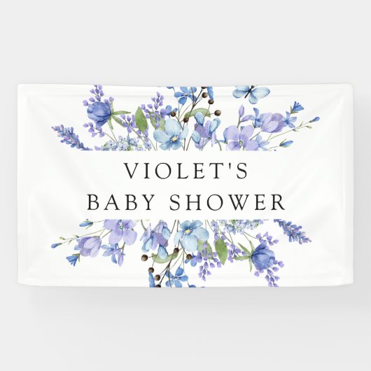 Schöne Blue Wildblume Babydusche Banner (Horizontal)