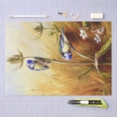 Schöne Bluebirts auf einem Teasel Vintage Wasserfa Seidenpapier (Handwerk)